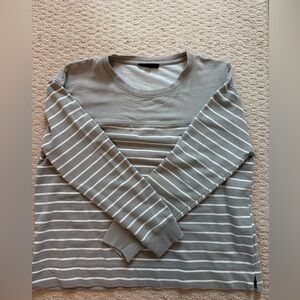 Gray Striped Long Sleeve Lightweight Sweatshirt